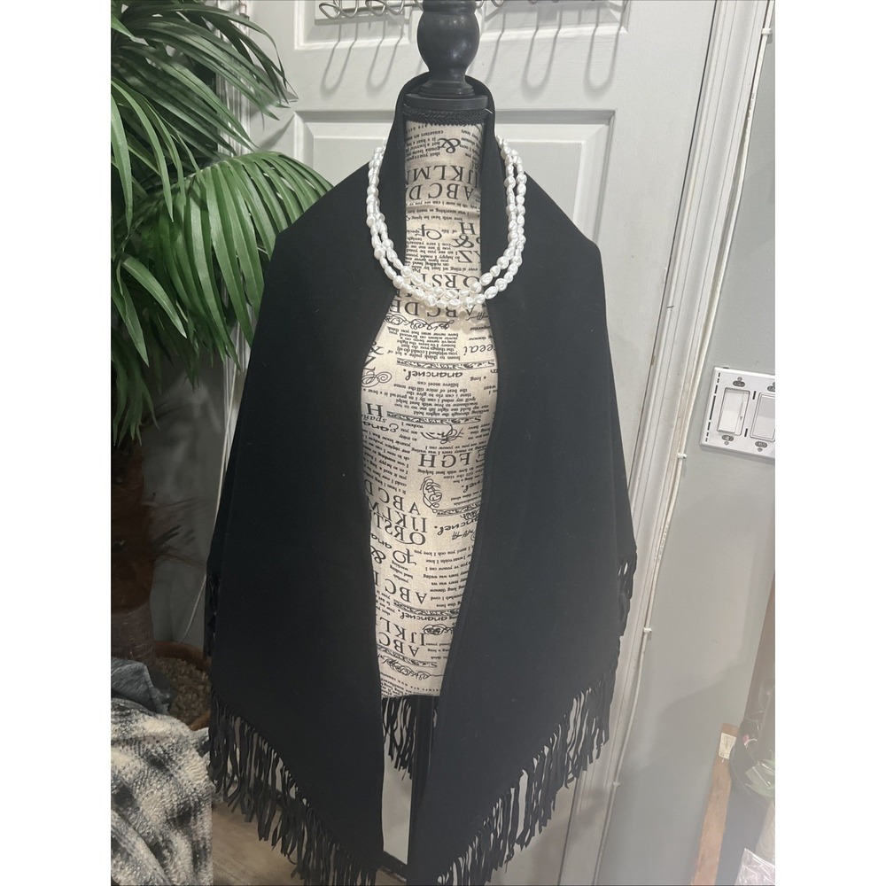 Wrap Scarf Onyx Wrap Shawl Leather‎ Fringe Dressy Boho Warm Very Nice 427-1